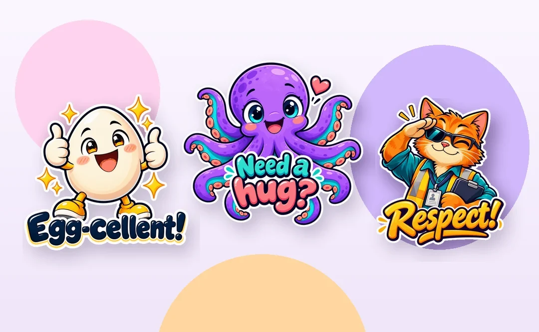 Three playful stickers
